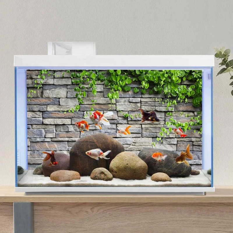 AWERT Vinyl 36x18 inches Stone Brick Wall Aquarium Background Rock
