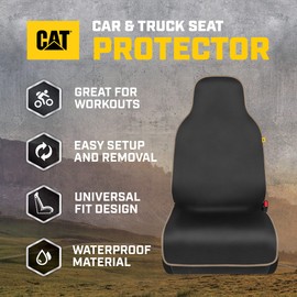 CAT® Waterproof Car Seat Cover for Front Seats, 1 Piece with Beige Trim – Durable Neoprene Seat Cover for Cars, Universal Fit for Most Cars Trucks SUV, Ideal Seat Protector for Vehicle Car Seats