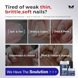Morovan Fortalecedor y crecimiento de uñas: Fortalecedor de uñas natural transparente para uñas dañadas, tratamiento de uñas de queratina, sin fraganc