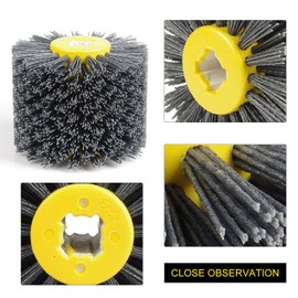 EXLECO Nylon Brush #240 Grit Wire Drawing Wheel Brush Polishing Brush for Satin Machine Black Abrasive Brush Bristle Brush Grit Brush