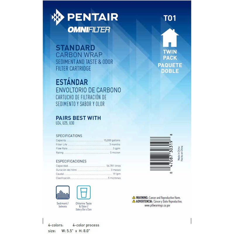 Pentair OMNIFilter TO1 Carbon Water Filter, 10-Inch, Standard Whole House