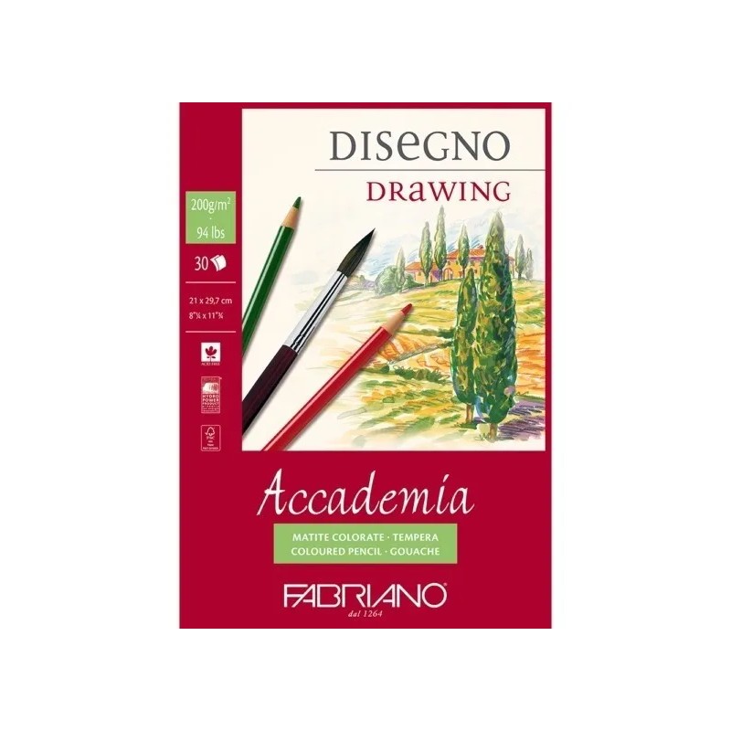 Block Fabriano De Dibujo Y Pintura Academia Drawing 21x29.7 cm