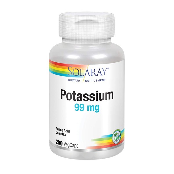 Solaray Potassium 99mg | Fluid & Electrolyte Balance Formula | Heart, Nerve & Muscle Function Support | 200ct
