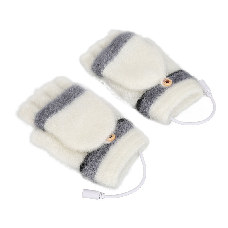 1 Pair USB Heated Gloves Mitten Winter Warm Full Finger