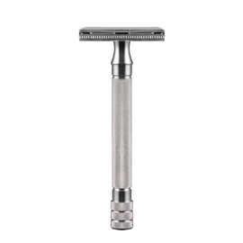 Double Edge Safety Razor for Men, Silver Traditional Classic Safety Razor for Women Men, Aluminum Alloy Metal Manual Razor Reusable Razor with Long Handle for Hair Removing (No Blades Included)