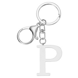 PATIKIL Initial Letter Key Chain, Letter A-Z Keychain Initials Keyring Cute Metal Alphabet Keyrings for Keys Handbag Backpack, Silver (P)