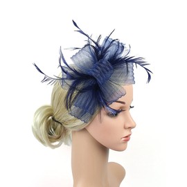 Womens Retro Fascinator Hat Feather Mesh Net Veil Wedding Bridal Shower Flower Headband Cocktail Tea Party Hair Accessories Hair Clip Ladies Girls Ball Banquet Headpiece Elegant Bowknot Headwear