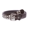 Kids 1" Snap On Punk Rock Studded Leather Belt, Dark
