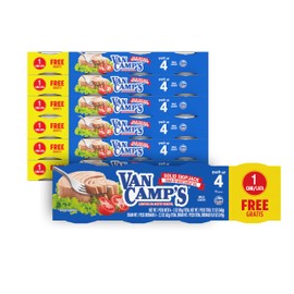 Van Camp's Seafood Solid Skipjack Tuna in Oil, 4-3 oz. Cans (Pack of 6), Wild Caught Canned Tuna