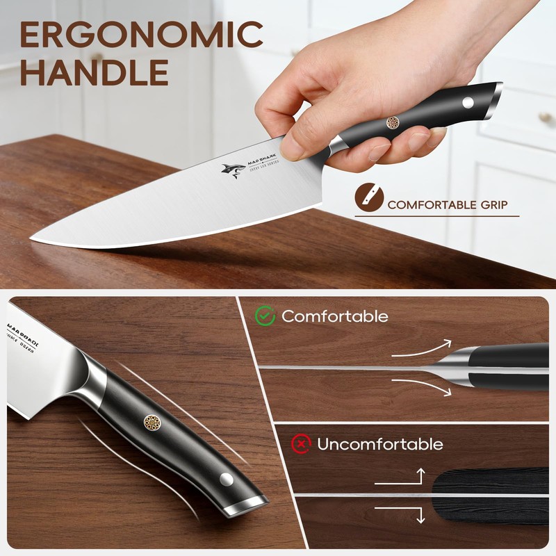 MAD SHARK 11-Piece Kitchen Knife Block Set with Sharpener Rod