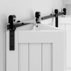 WINSOON 72" Bifold Barn Door Hardware Kit: Smooth Quietly Bi-Folding Barndoor Kit for Pantries Bathroom - Black Folding Door Track for 68" Closet Doors - Fit Modern Industrial Rustic Home Style
