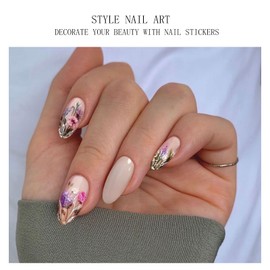 JMEOWIO Gel Nail Stickers Flower Semi Cured Gel Nail Strips Wraps UV/LED Nail Supplies Nail Art Design Decoration Accessories