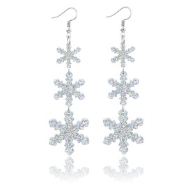 Nylry Christmas Earrings for Women Dangling Acrylic Holiday Earrings Snowflake Earring Cute Christmas Vacation Ornaments Stocking Stuffers Xmas Party Decorations Favors Xmas Gifts for Women-Silver