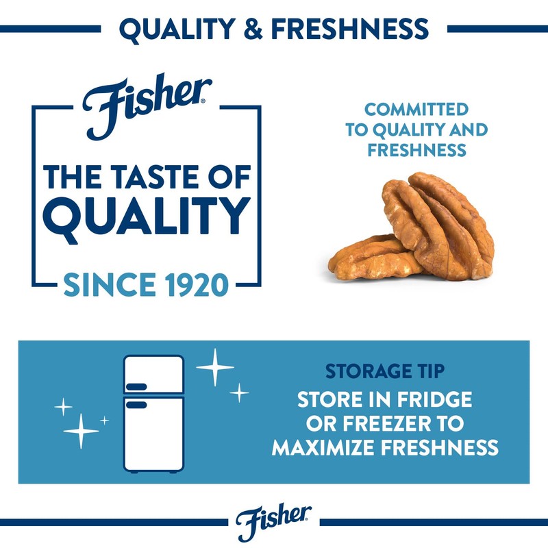 Fisher Chef's Naturals Pecan Halves 1 Lb Resealable Bag, Unsalted