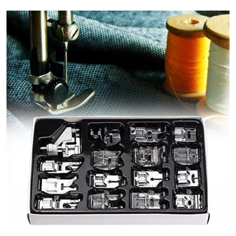 Kit Multifuncional 16 Prensatelas Repuesto Máquina Domestica