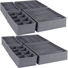 Bazasa 8 Pack Dresser Drawer Organizer Clothes Underwear Sock Storage Drawer Dividers Grey Foldable Closet Organizer Storage Box
