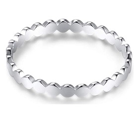 AVECON Weddnig Rings Unisex Solid 925 Sterling Silver Eternity Engagement Wedding Ring Thin Simple Ring Size P 1/2