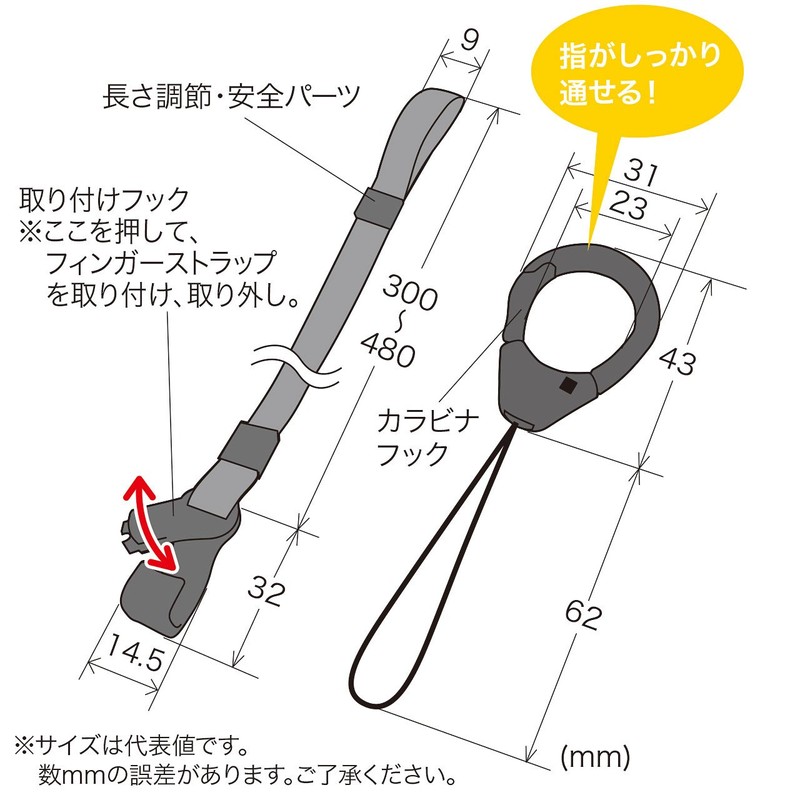 サンワサプライ フィンガー&ネックストラップ(ブルー) DG-ST38BL