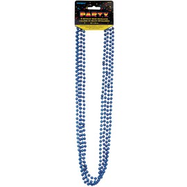 Metallic Blue Plastic Bead Necklaces - 32'', 4 Count - Perfect for Parties, Birthdays & New Year's Eve Events