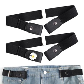 VEHYEGOI 2 Elastic Waistbands, Buckleless Elastic Waistband, Unisex, Adjustable Straps, Jeans Trim