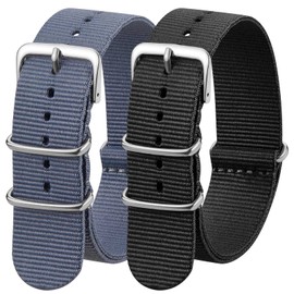 GARRULAX Nylon Watch Bands Straps Replacement for Men Women Width 18mm,20mm,22mm (2 Pack) (22mm, Grey+Black)