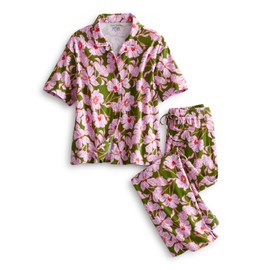 Vera Bradley Cotton Button-Down Pajama Set, Scattered Anemones Purple, M