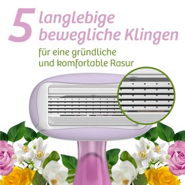 BIC Soleil Escape 5 Blade Disposable Razor for Women with Rose & Magnolia Moisturizing Strips with Almond Oil - Box of 3