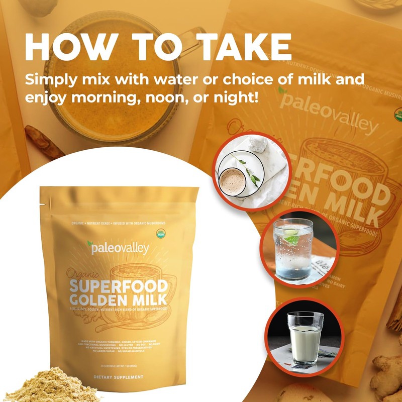 Paleovalley Organic Superfood Golden Milk - Immune, Focus, Cognitive, Longevity