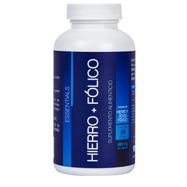NLS ESSENTIALS HIERRO + VITAMINA C + ACIDO FOLICO | 90 cápsulas Vegetales | Suplemento alimenticio para Hombre y Mujer
