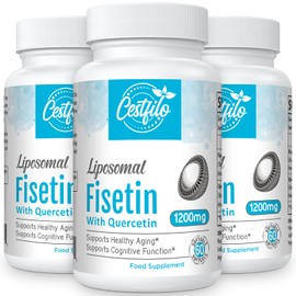 Liposomal Fisetin with Quercetin 60 Softgels - High Dose 1200 mg per Serving - Maximum Bioavailability - Natural Anti-Ageing Senolytic by Cestfilo (Pack of 3)