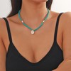 Crymystal Bohemian Shell Pendant Necklace for Women and Girls, Turquoise