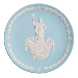 Wedgwood Earplate 2024 Version, Jasper, 6.7 inches (17 cm), Olympus Zodiac Poseidon, Pale Turquoise 1067342