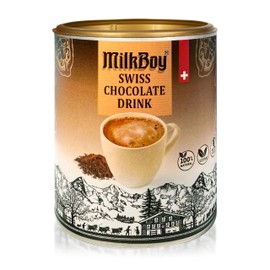 MilkBoy Gourmet Hot Chocolate Mix - Swiss Chocolate Drink for Cold or Hot Cocoa - Kosher, Vegan, and Gluten Free Hot Chocolate Mix Canister with 12 Servings, Rainforest Alliance Certified, 12 OZ