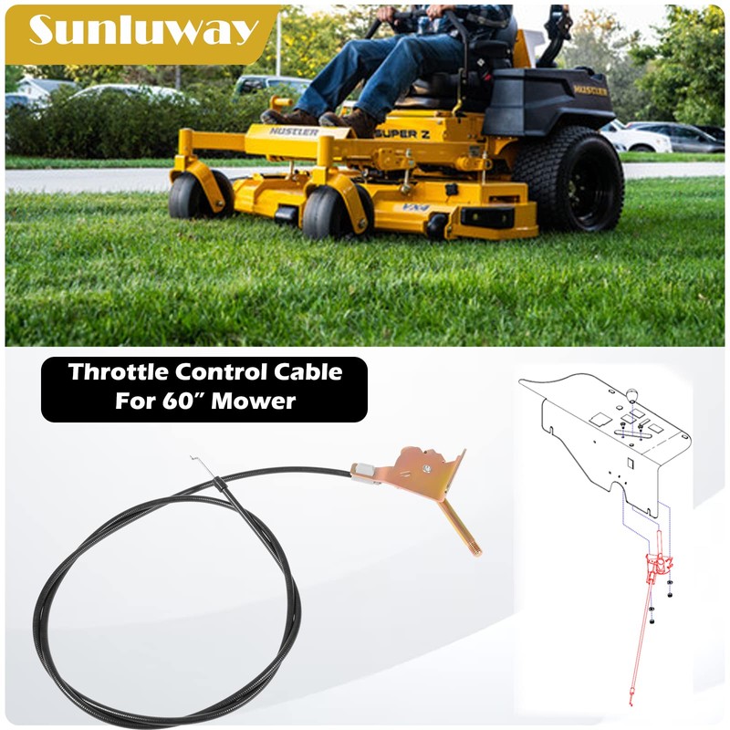 Sunluway 60" Throttle Control Cable for Hustler Super Z, Super
