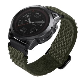 ahayo Upgraded Quick Fit 22mm Elastic Watch Strap for Garmin epix Pro 47mm / Fenix 7 / Fenix 6 / Fenix 5, Soft Stretchy Loop Nylon Wristband Strap for Forerunner 965/955(Moss Green)