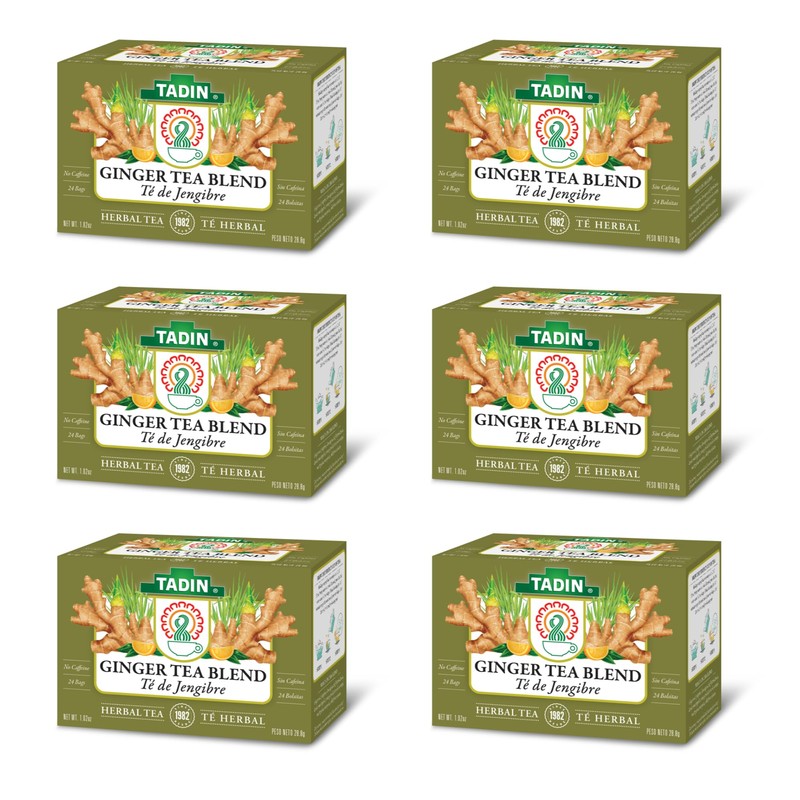 Tadin Ginger Tea Blend, Herbal Tea, Caffeine Free, 24 Tea