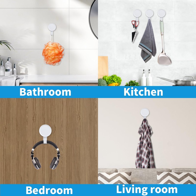 Pack of 4 Suction Cup Hooks, Extra Strong Vacuum Suction