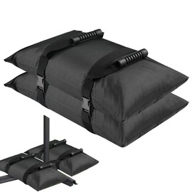 WEIMU 2 Pack Heavy-Duty Umbrella Base Weight Bags, 1680D Oxford Refillable Sandbags with Non-Slip Handles for Patio Furniture, Garden, Cantilever Umbrella Stand, Black