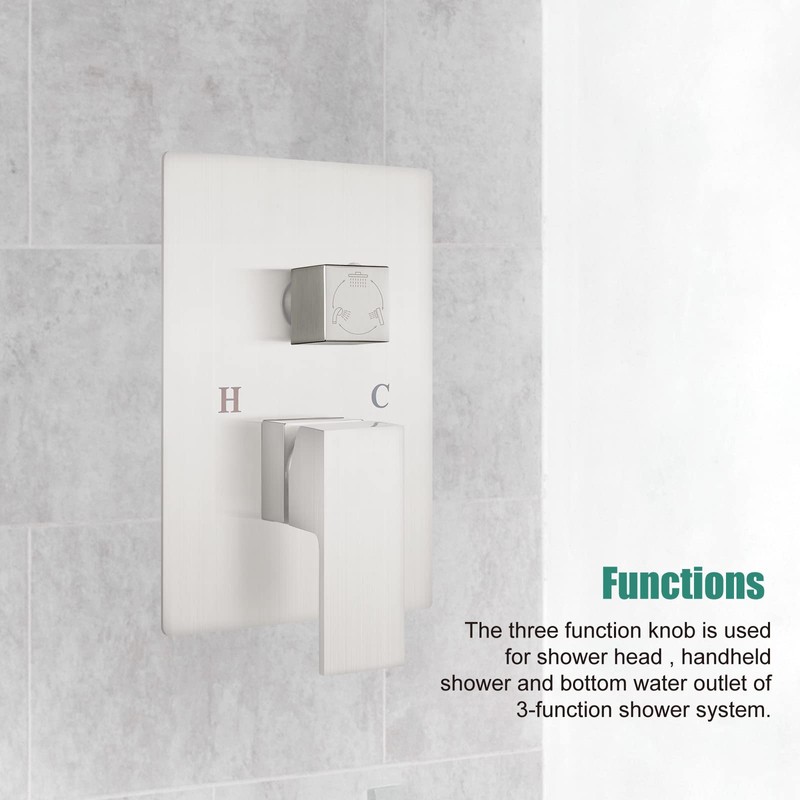Heyalan Shower Diverter Knob 3 functions Shower Water Flow Converter