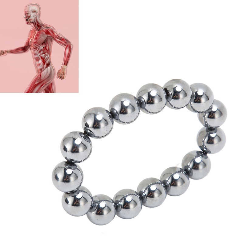 14mm Terahertz Stone Bracelet Promote Circulation Round Beads Chian Bracelet