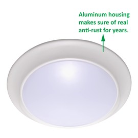 LIT-PaTH LED Flush Mount Ceiling Lighting Fixture, 9 Inch Dimmable 15.5W 1050 Lumen, Aluminum Housing Plus PC Cover, ETL and Damp Location Rated, 2-Pack (White Finish-3000K)