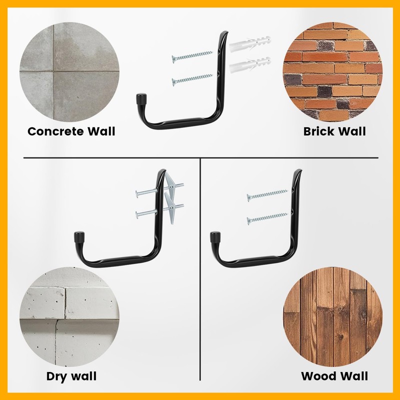 GURADESIGN 8-Pack Heavy Duty Garage Hooks for Hanging 50 lbs,