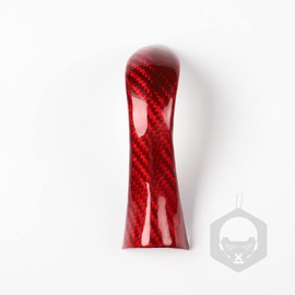 UOADA for Infiniti Q50 Q50S 2014-2020 Real Hard Carbon Fiber Central Console Gear Shift Knob Shifter Handle Head Lever Cap Cover Trim Decoration Car Interior Accessories Red