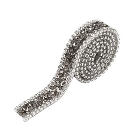 Akozon Diamond Ribbon Roll 1yard 15mm Diamond Mesh Wrap Roll Sparkle Crystal Rhinestone Ribbon Decoration(Gray)