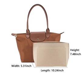 Gastinsave Bag Organiser Insert for Longchamp Tote Bag Organiser Handbags Backpack Organiser Insert (Beige-M)