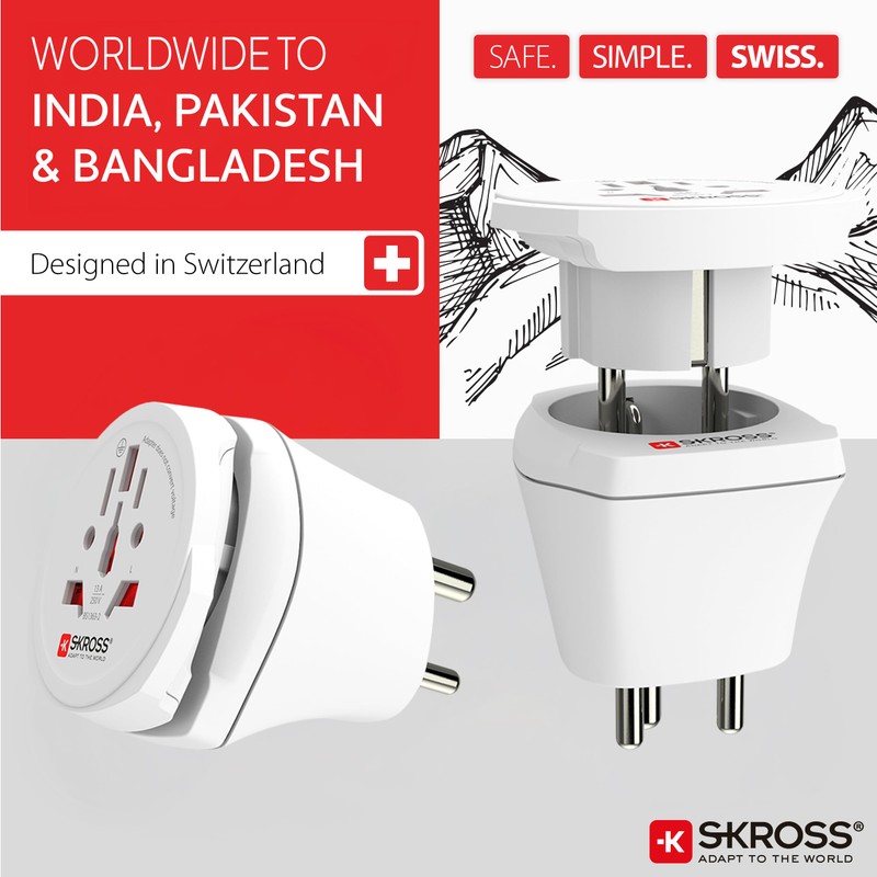 SKROSS Country Adapter Combo World to India