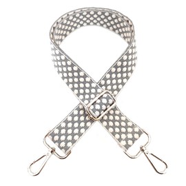 Bag Strap, Adjustable Shoulder Strap for Bags, Bag Straps for Changing, Women's Carrying Strap Wide 3.8 cm with Silver Carabiner, Shoulder Strap, Women's Bag, Shoulder Bag, Grey Base, O12