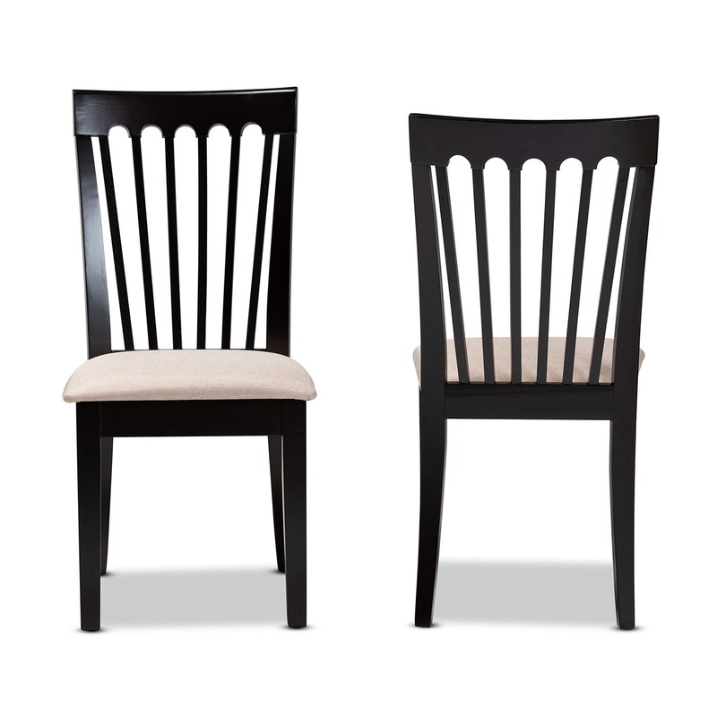 Baxton Studio Set of 2 164-10521-AMZ Dining Chairs, Sand/Dark Brown
