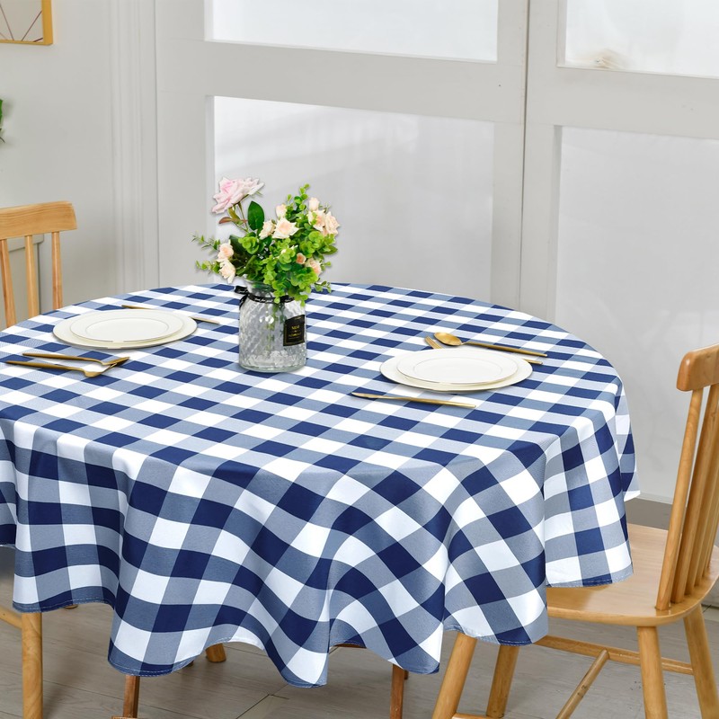 XWZO Checkered 70 Inch Round Tablecloth - Waterproof and Dustproof