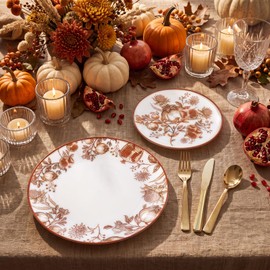 125PCS Thanksgiving Plastic Plates Pomegranate Design for Fall Party